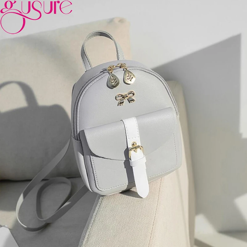 Gusure Mochila pequeña de cuero para mujer, morral Kawaii de lujo, bonito y elegante, mochilas escolares pequeñas con lazo| | - AliExpress