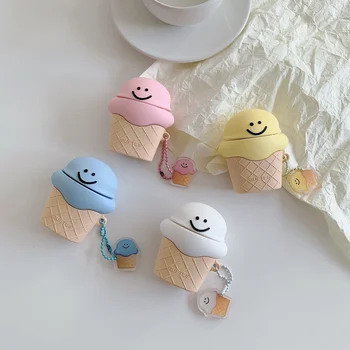 

Silicone Cover Food Colorful Ice Cream Designer Funda for Airpod Case Pro Protector Cases for Air Pods 2 1 Girls Pink Keychain