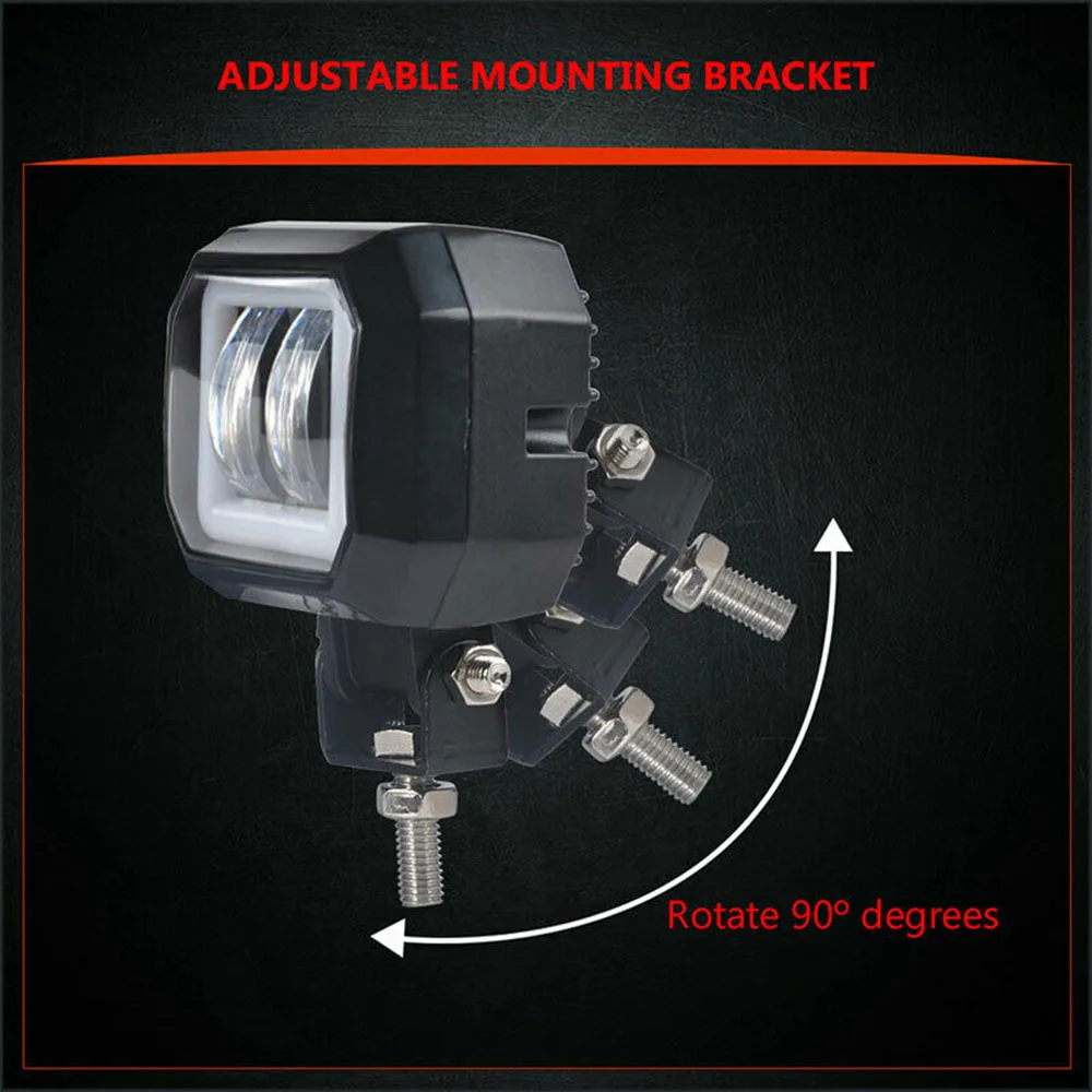 

20W LED Work Light 2000LM 6000K 3 Inch Square Replacement Parts SUV Set