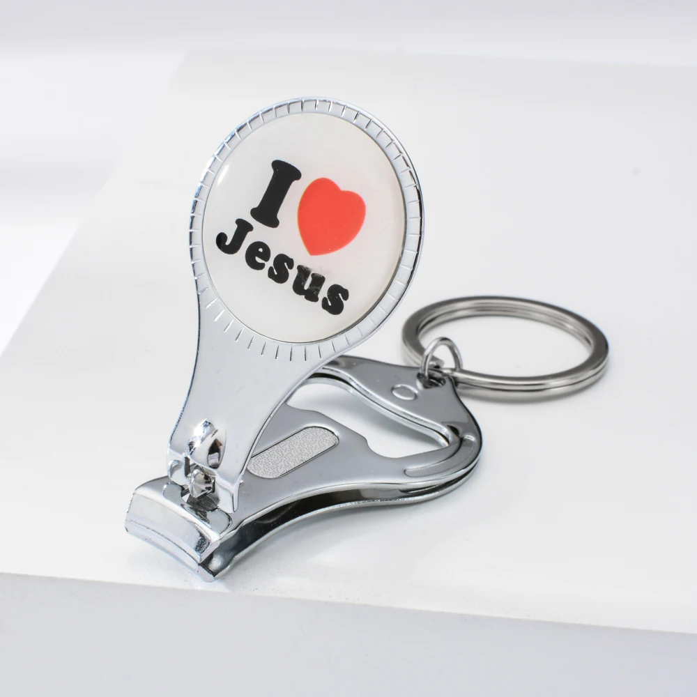 Vicney Christian брелок для ключей I Love Jesus Nail Clipper брелок с открывалкой для пива функциональный брелок подарок религиозный брелок для ключей