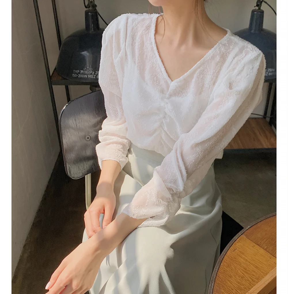 2021 New Girls Summer Blouse Women Shirt Long Sleeves Tops High Waist Bud Silk Lace Embroidery A Line Skirts Two Piece Suits