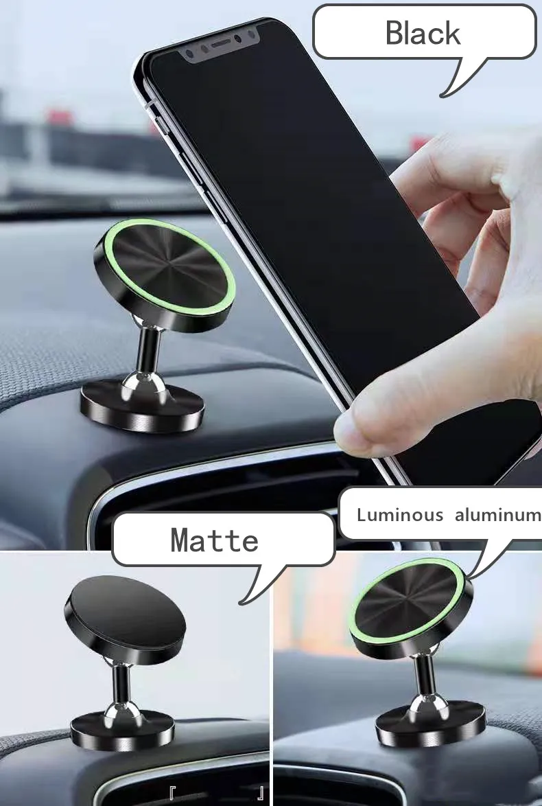 Универсальная Магнитная автомобильная подставка для телефона в автомобиле для iPhone X samsung магнит, светящаяся алюминиевая рамка, держатель для мобильного телефона gps