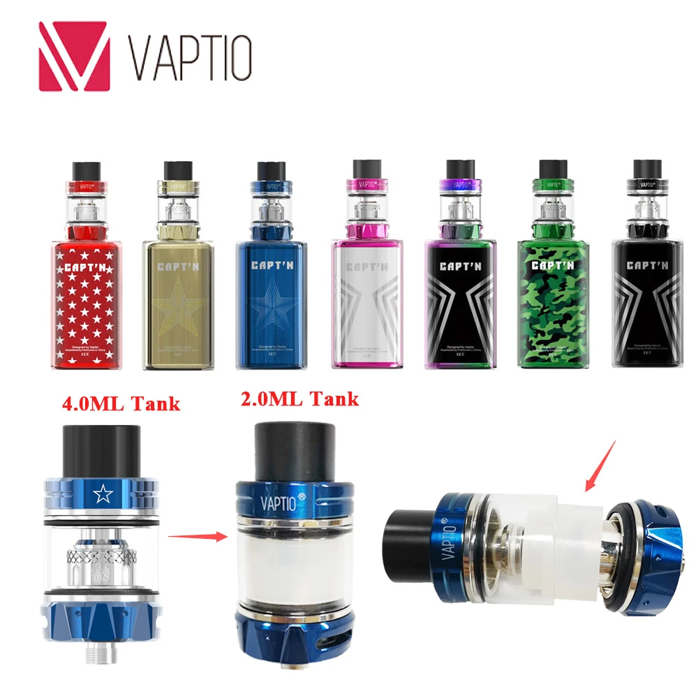 Vaptio Captain Kit с 2 0/4 0 мл атомайзертоп наполненный модом электронной сигареты 510