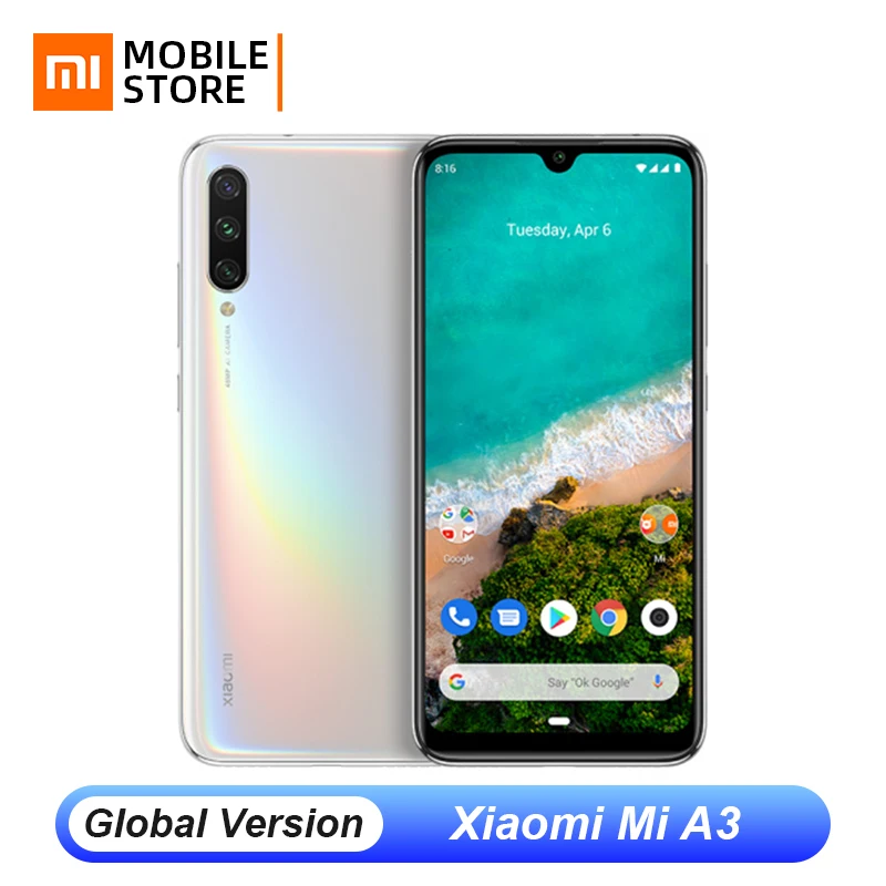 Глобальная версия Xiaomi mi A3 4 Гб 64 Смартфон Snapdragon 665 Восьмиядерный 6 088 &quotAMOLED экран 48MP