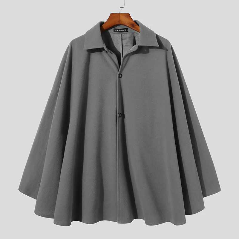INCERUN Fashionable Ponchos New Men's Autumn Winter Casual Sleeveless Cloak Male Loose Comfortable Buttons Cape Coat S-5XL 2021