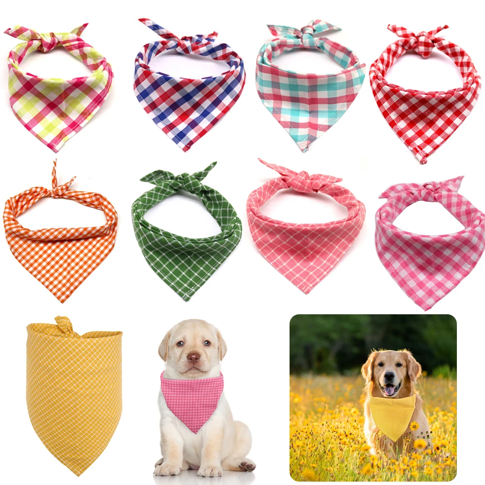 Title 4, Dog Triangle Scarf Plaid Style Puppy Cat Dog Ba...