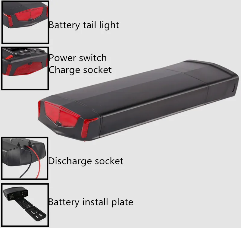 ЕС США нет налога горячая Распродажа 48 В 10ah 12ah 13ah 14ah литиевая батарея rea rack аккумулятор с зарядным устройством для электрического велосипеда/электровелосипеда