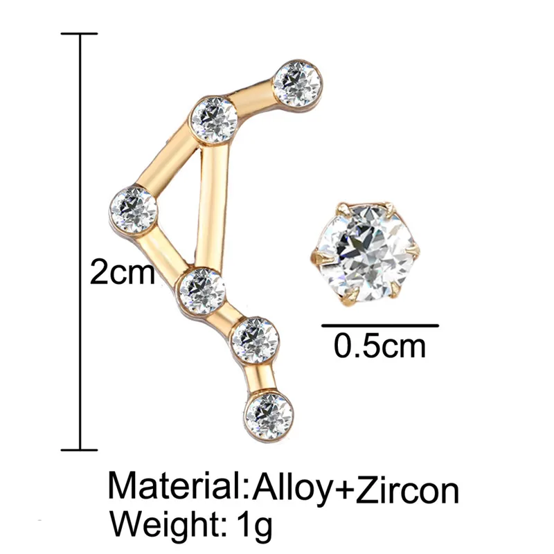 17KM 12 зодиакальное созвездие серьги-гвоздики для женщин винтажные золотые асимметричные серьги Новые звезды Модные Ювелирные изделия Подарки - Окраска металла: Libra