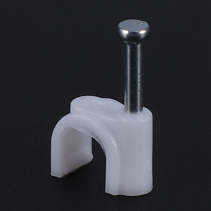 Cable clamps / nail clips, round, for wall mounting, for electrical cables, diameter 6 mm, 98 pieces