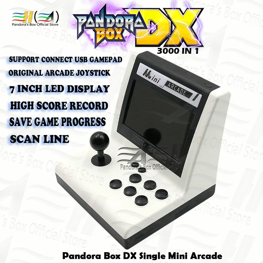 Pandora Box DX 3000 in 1 Single Mini Arcade Bartop 7 inch display Save game  progress High score record 3D tekken Mortal Kombat
