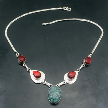 

Hermosa Lovely Natural Sea Sediment Red Carnelian Silver Color Charm Pendant Necklace Women Jewelry 19.5 inch A670