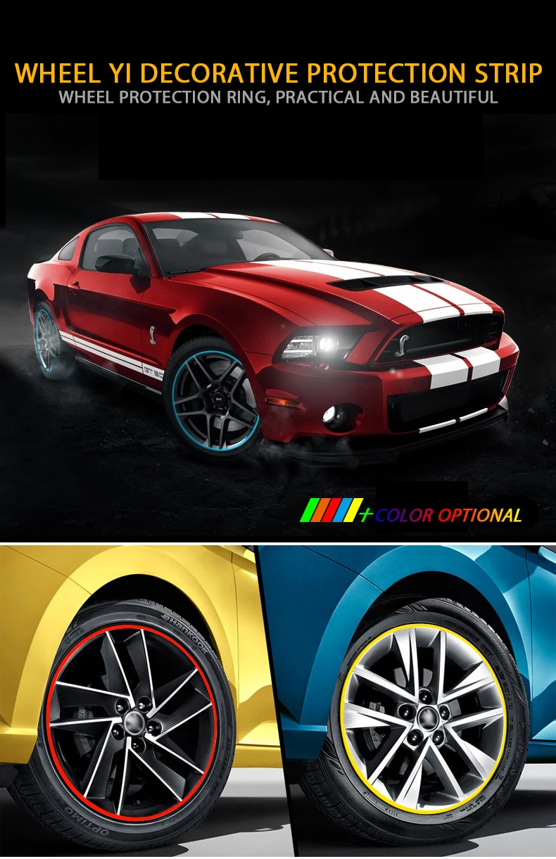 Car Vehicle Color Wheel Rims Protectors Strip Car Decoration Rubber Tire Guard Line For Auto Accessories