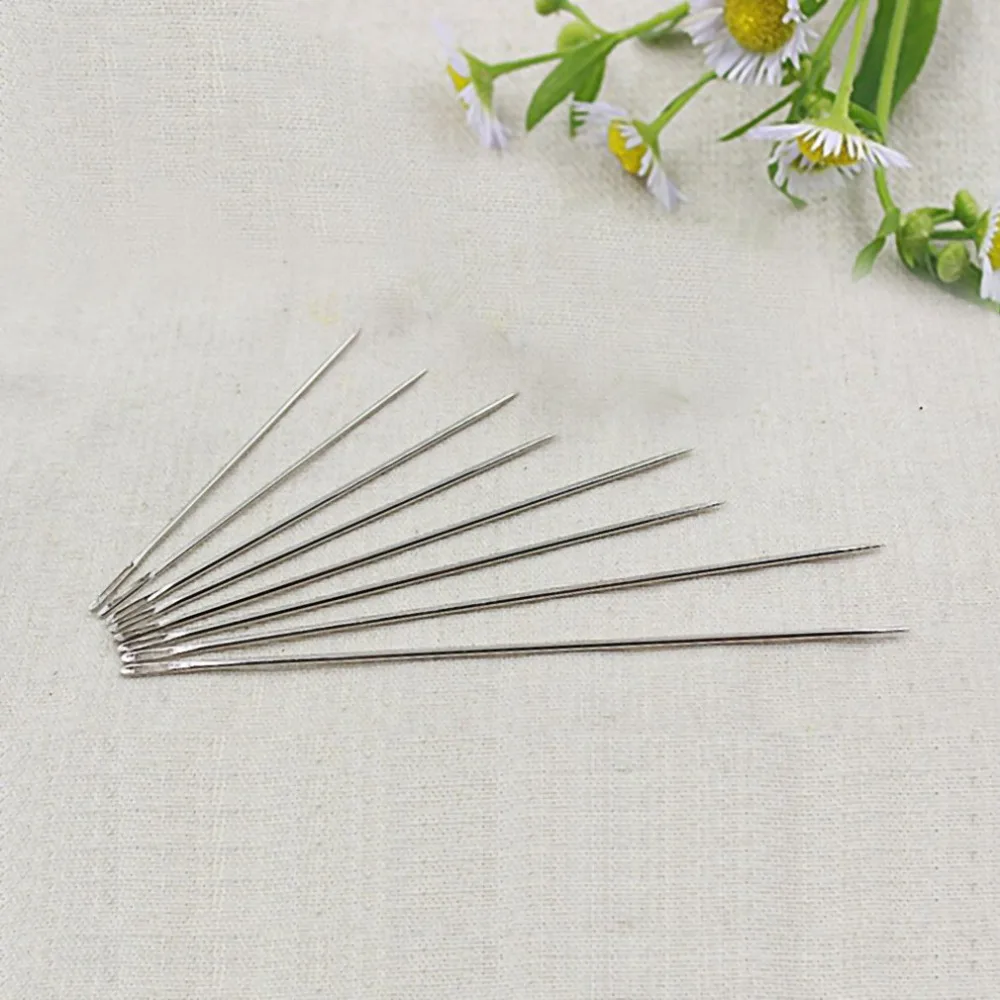 Multifunctional 55pcs Hand Sewing Needles Set Stainless Steel+Iron Silver Eye Needles Self-Threading Household DIY Craft