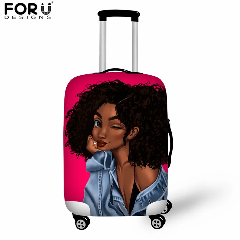 Z5019 FORUDESIGNS, Африканский чемодан для девочек, защитный чехол, мультяшный, черный, художественный, для леди, багаж, чехол для женщин, женские аксессуары для путешествий - Цвет: Z5019