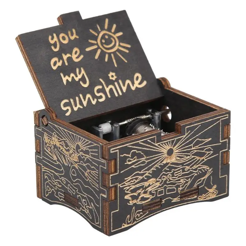 Деревянная музыкальная шкатулка в стиле ретро с ручным приводом You Are My Sunshine