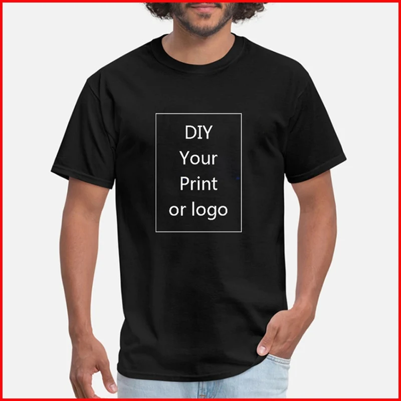 Customized T-Shirt Men print Photo or Logo Tshirts 100% Cotton Homme Tee Shirt 3XL Summer Clothings Plus Size wn0004 | Мужская одежда
