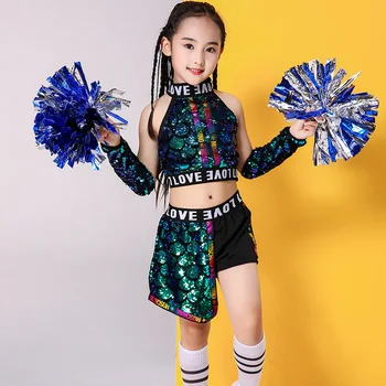 

Girls Jazz Dance Suit Girls Sequin Show Suit Children's New Modern Street Dance Performance Clothing Ballet Dress