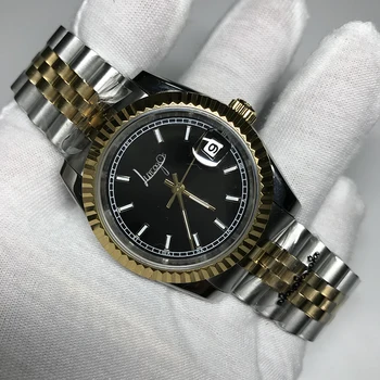 

36mm&40mm unisex black dial watch Glide Smooth second hand gold&silver watch mechanical Watches date-just AAA