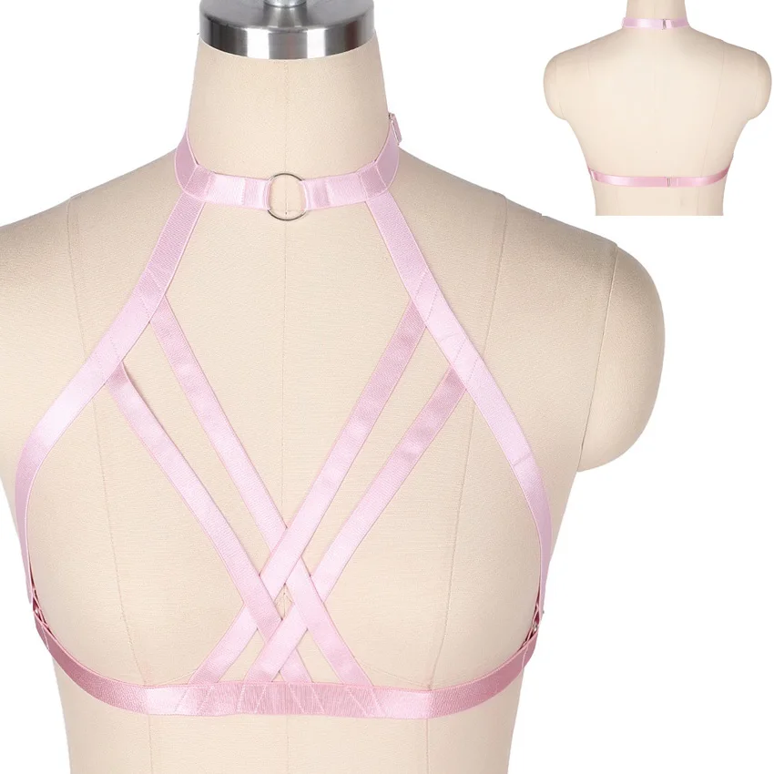 MLCO0190Pink Розовый пентаграмма дизайн Жгут Бюстгальтер выдалбливают Грудь корсет для связывания пастельный, готический пояс жгут для тела Хэллоуин рейв - Цвет: MLCO0190Pink