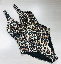 Bañador de una pieza para mujer, traje de baño de leopardo, Monokini de realce, Sexy, con cuello en V, de una pieza, 2021