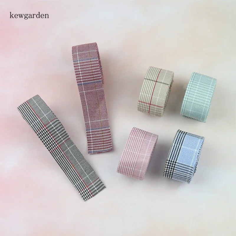 Kewgarden Handmade Tape 1.5&quot 1&quot 10mm Houndstooth Fabric Layering Cloth Ribbons DIY Bowknot Hair Accessories Satin Ribbon 8 Meter | Дом и