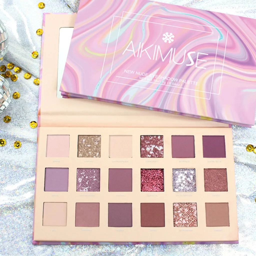 Блестящие тени для век, палитра, для 18 Цвета блесток матовые Smoky Eyes Макияж, пигмент, профессиональное коричневое тени для век Для женщин модные косметики# YJ2 - Цвет: A