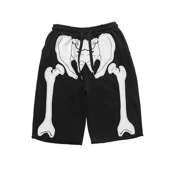 

Original Skull Bone Print Casual Shorts Men and Women Loose Harajuku Streetwear Shorts Oversize Drawstring Wide Leg Shorts
