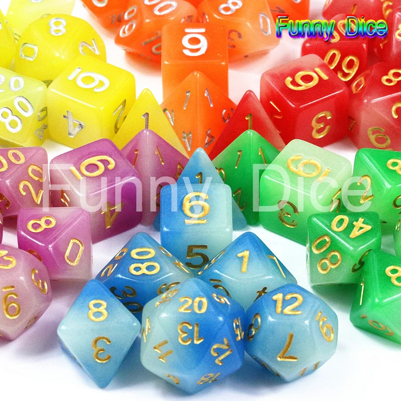 2 Цвет микс светится в темноте игральная кость 7 шт./компл. D4 D6 D8 D10 % D12 D20 для DnD