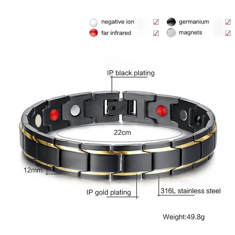 Мужской браслет из нержавеющей стали для здоровья, магнитный браслет для мужчин, Т-образный магнит, браслет для мужчин, ювелирные изделия для здоровья