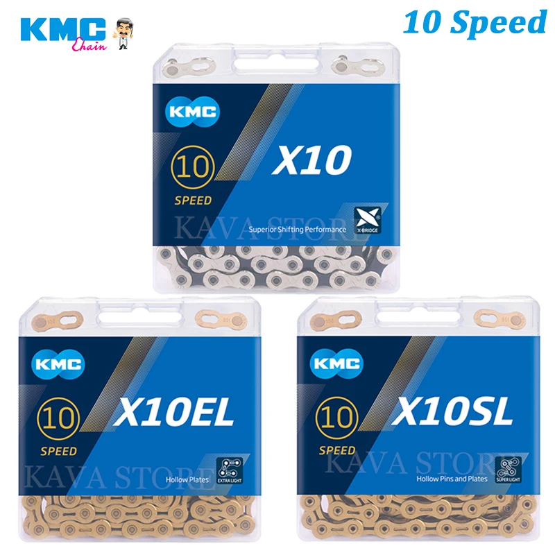 KMC 10 Speed MTB Road Bike Chain X10 X10EL X10SL 10V Bicycle Chains 116/118 Link