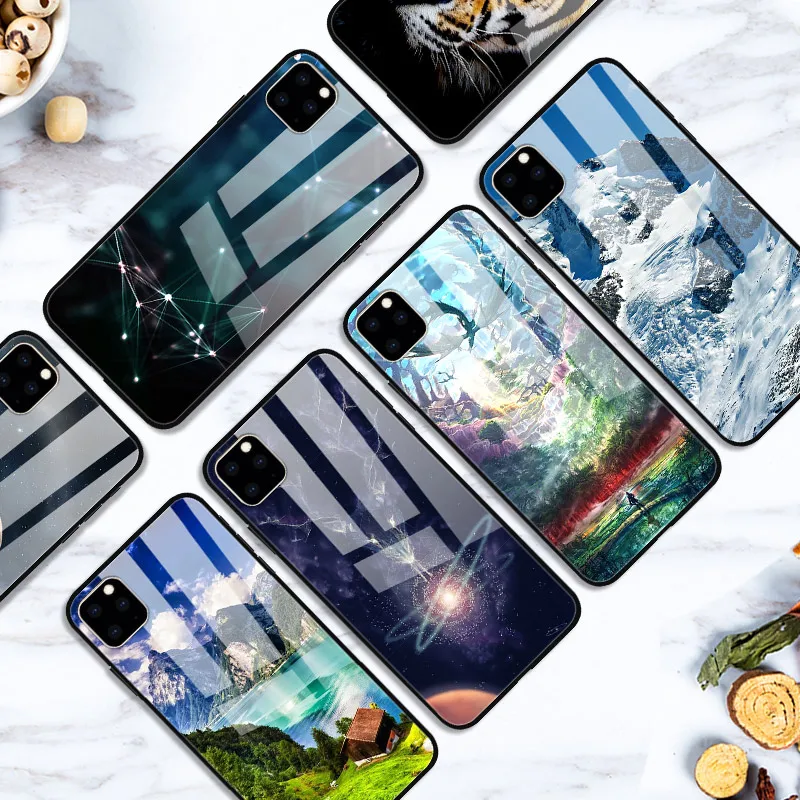 Для iPhone 11 Pro Max, чехол из закаленного стекла, планета космос, чехол из стекла для iPhone 11 11Pro Pro, максимальный чехол, оболочка