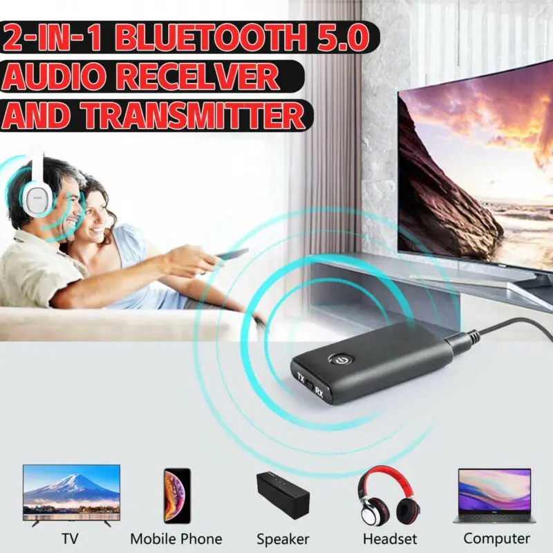 3 5mm Bluetooth 5 0 Transmitter Receiver 2 in 1 Wireless Car Home Adapter for TV Headphone AUX Audio Receiver Adapter
