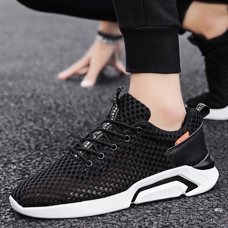 Кроссовки мужские сетчатые дышащие удобная повседневная обувь для бега и