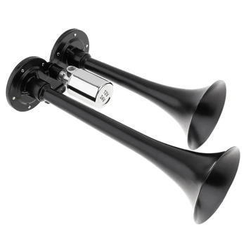 

12V/24V 178DB Universal Super Loud Black Dual Trumpet Air Horn for Cars Trucks Boats