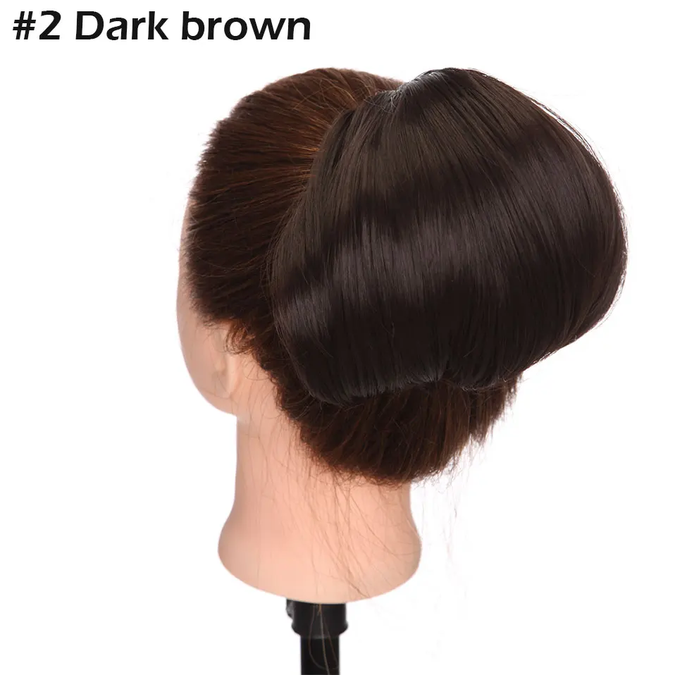 dark brown S-noilite Хепберн Стиль шиньон волос шнурок клип в волосы булочка синтетический шиньон для женщин - Цвет: dark brown
