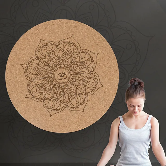 Yoga Mat Little Round Cork Rubber 60x60cmx3mm Non Slip Yoga Cushion Meditation Cushion Pad Pilates Pad for Home Outdoor YS-BUY 5