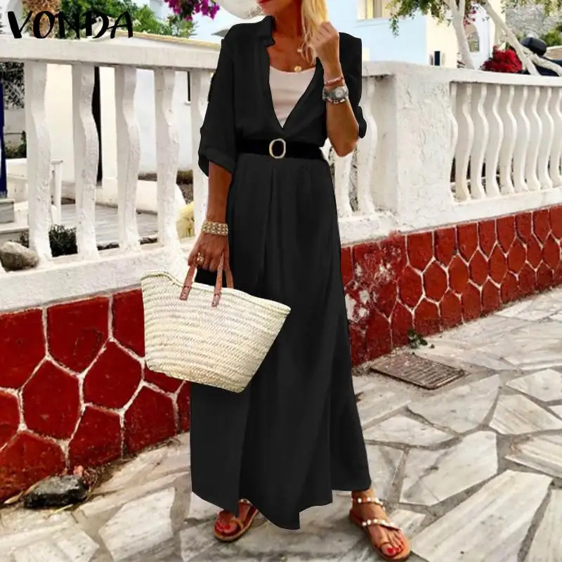 VONDA, новое летнее женское платье, богемное, для праздников, вечеринок, Vestidos, винтажное, повседневное, офисное, женское платье, женский сарафан размера плюс S-5XL