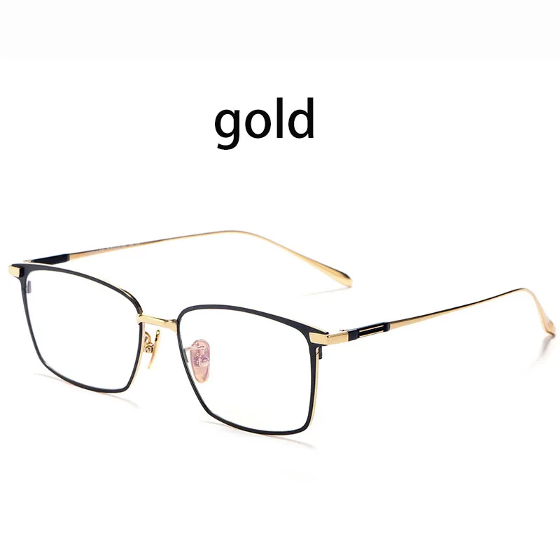 Мужская чистая титановая модная оправа для очков дизайн IP покрытие оптические очки Oculos близорукость мультифокальная рамка квадратные очки - Цвет оправы: Золотой