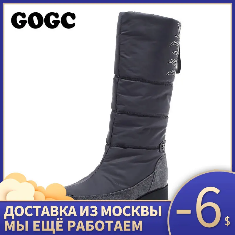 Najtaniej GOGC buty damskie średnio wysokie buty z cholewami buty zimowe damskie buty śnieżne buty kobieta buty zimowe buty zimowe damskie wodoodporne G9939