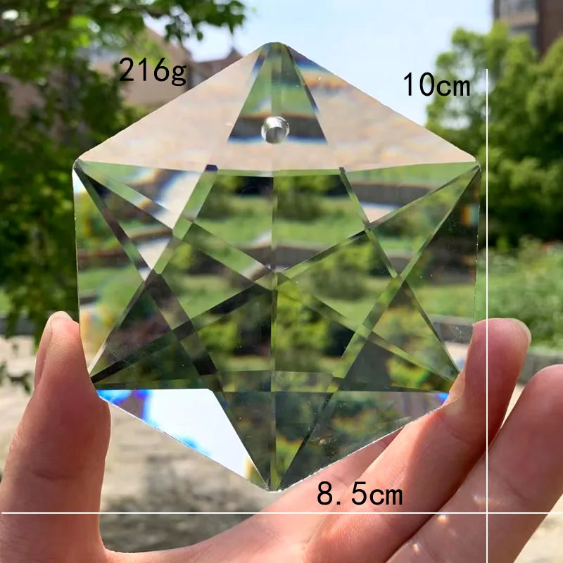 Hexagram 100mm Chandelier Lamp Glass Crystal Prism Suncatcher Pendant Judaism 