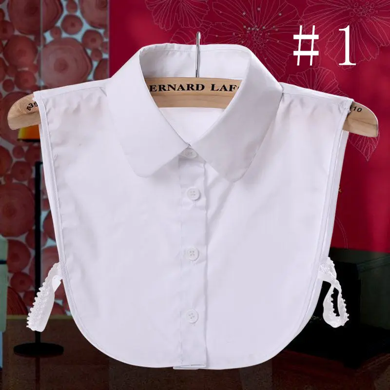 

Pure Color False Collar White/Black Women Choker Necklace Detachable Half Shirt Cotton Bib Sleeveless