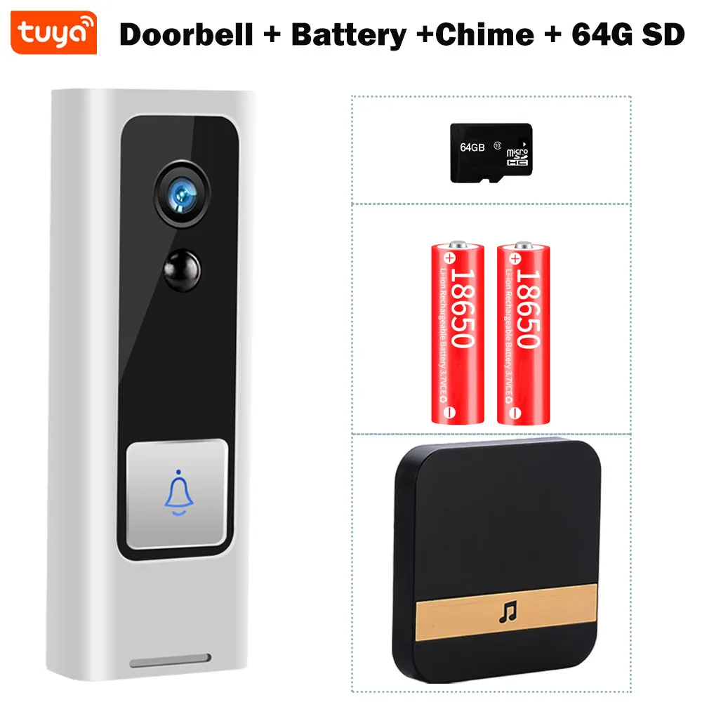 video intercom TuYA Video Doorbell Camera WiFi Wireless 1080P Battery Video Intercom Two Way Audio Smart Doorphone For Home Alarm System intercom with camera Door Intercom Systems