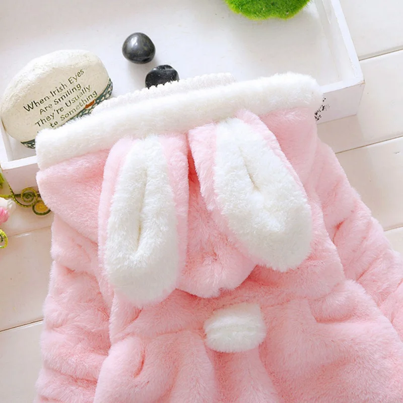 Baby Coat Autumn Winter Girls Artificial Fur Long Sleeve Outerwear With Rabbit Ear Cute Hairy Comfortable Warm Hoodie