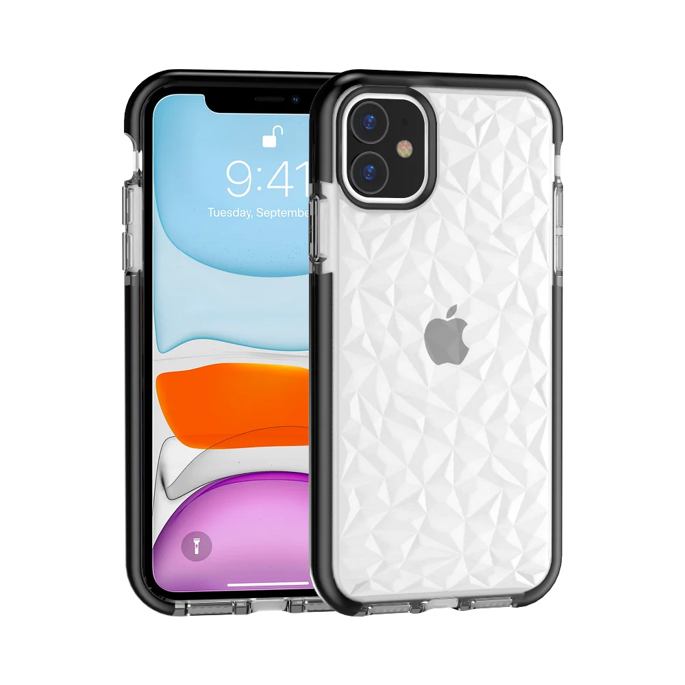 100 шт./лот прозрачный алмаз зерна ТПУ+ D30 высокого качества чехол для iPhone 6 7 8 X XS XR XS Max 6 7 8 plus 11 Pro максимальный чехол