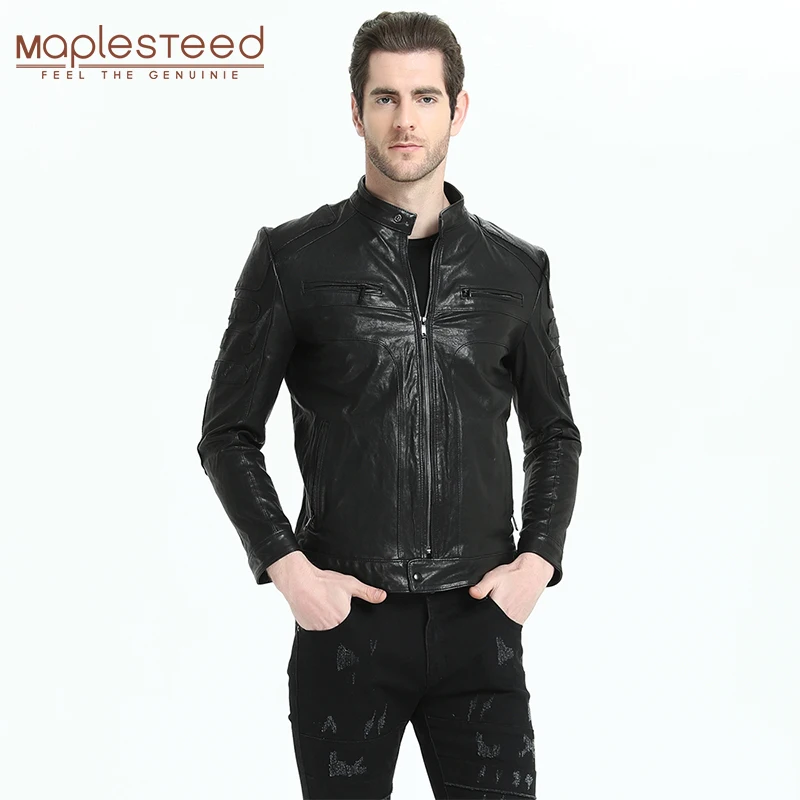 Men Leather Jacket Slim Fit 100% Tanned Sheepskin Genuine Leather Jackets Soft Thin Boy Leather Jacket Spring Autumn M302
