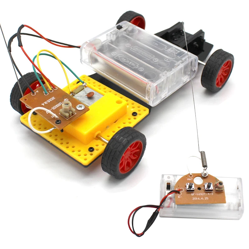 

STEM Toys for Children Educational Science Experiment Technology Toy Set DIY Wireless Remote Control Racing Model Wood Kids Toy