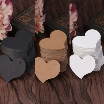 

Memo Pad Portable Practical 100pcs Kraft Paper Supplies Gift Label Heart Shape Students DIY Note Paper