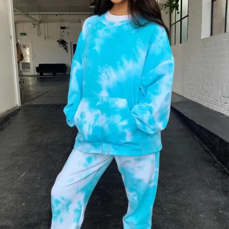 Loose Hooded Set Print Tie-Dye Tracksuit Joggers Women Full Length Casual Streetwear Sweatpants And Hoodie Sweatsuit Outfit 2020 quality all metal modified holyx voron 2 4 r2 gantry mgn12 330mm length tube less weight instead of 2020 profile