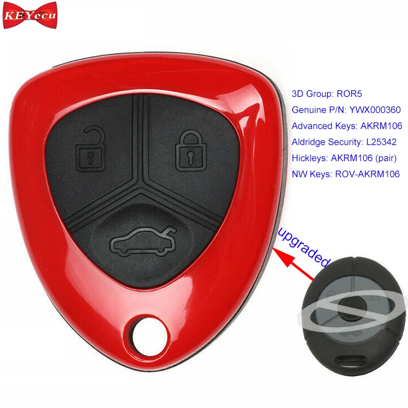 

KEYECU for Rover 25 45 Streetwise for MG TF ZR ZS Upgraded Remote Key Fob 433.9MHz YWX000360
