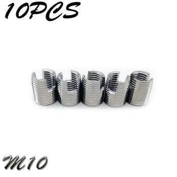 

10pcs M10 Silver 304 Stainless Steel Thread Repair Insert Kit Helical Insert Self Tapping Slotted screw